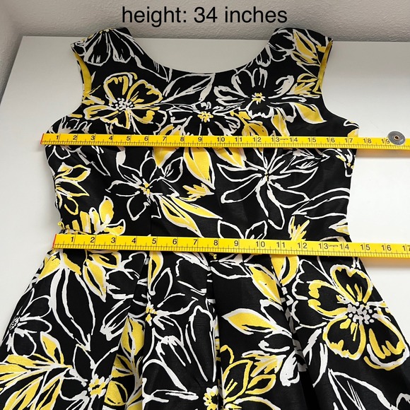 Julian Taylor New York Floral Print Dress Sleeveless Black Yellow Size 6 - Picture 6 of 8